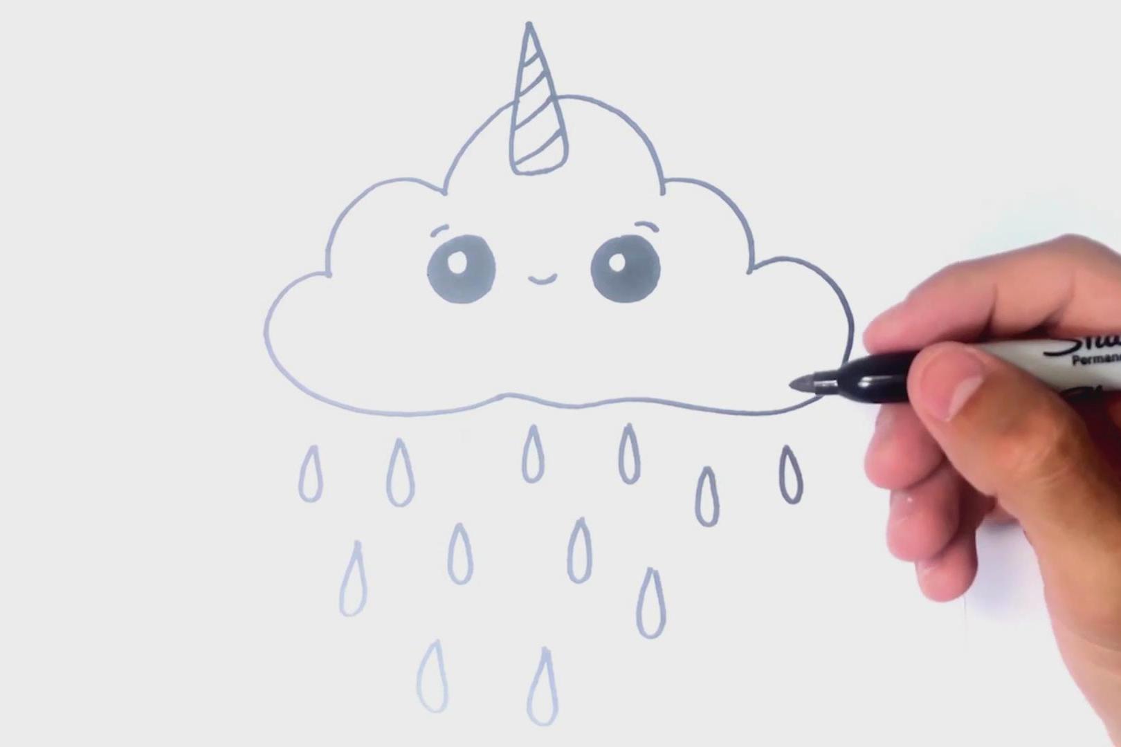 简笔画如何绘画乌云雨很简单很简单