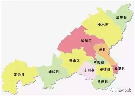 榆林市地图.沿边6县定边,靖边,横山(怀远,榆林,神木,府谷.