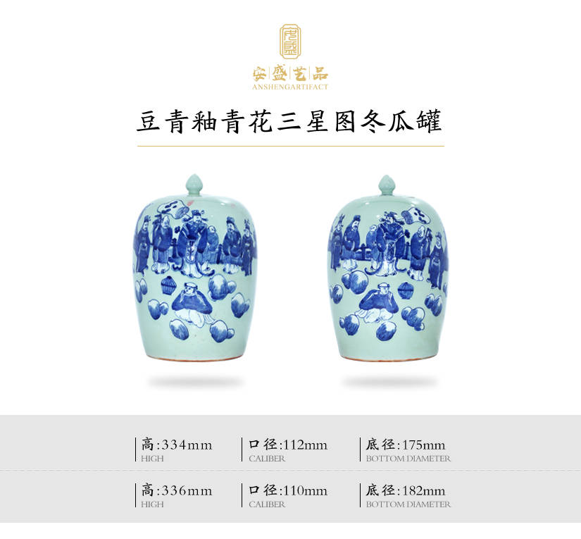 中国美術  青花三星冬瓜蓋缶  工芸品  美術品 置物 旧蔵 明 洪武年制 青花 魚藻紋 碗 陶芸 磁器 中国磁器 置物 極細