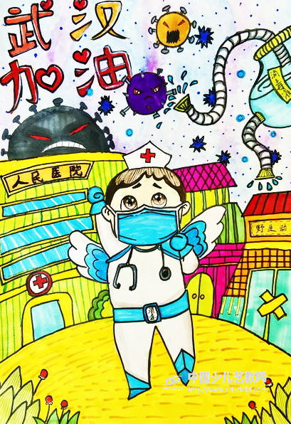 关于疫情的儿童画精选「2020抗击疫情简笔绘画作品」