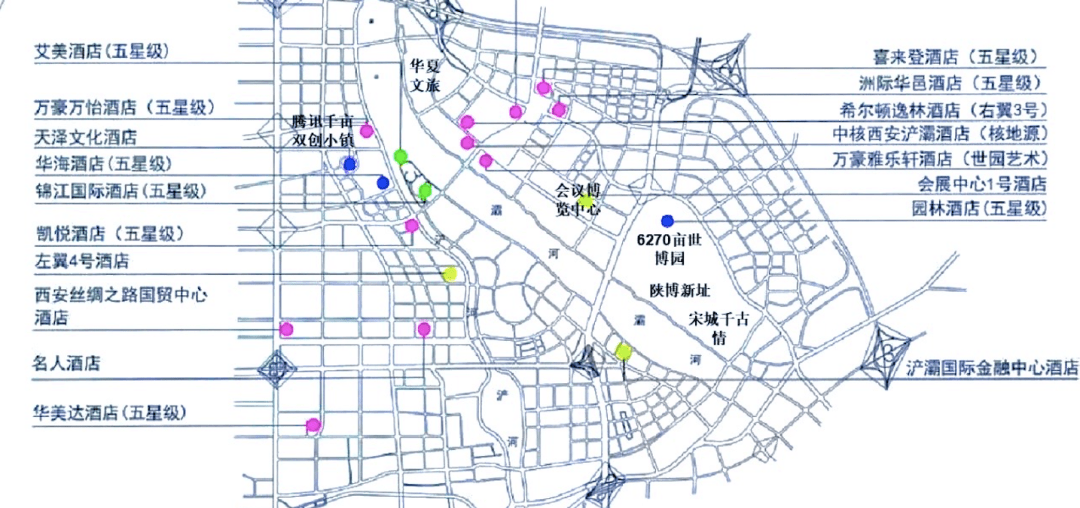 自然界·河山区位效果图  ▲浐灞三角洲高星级酒店分布图(图=悦