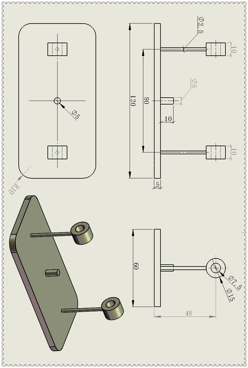 SolidWorks零件图纸,solidworks训练图纸 用solidworks装配的:斜曲柄摇杆机构_零件