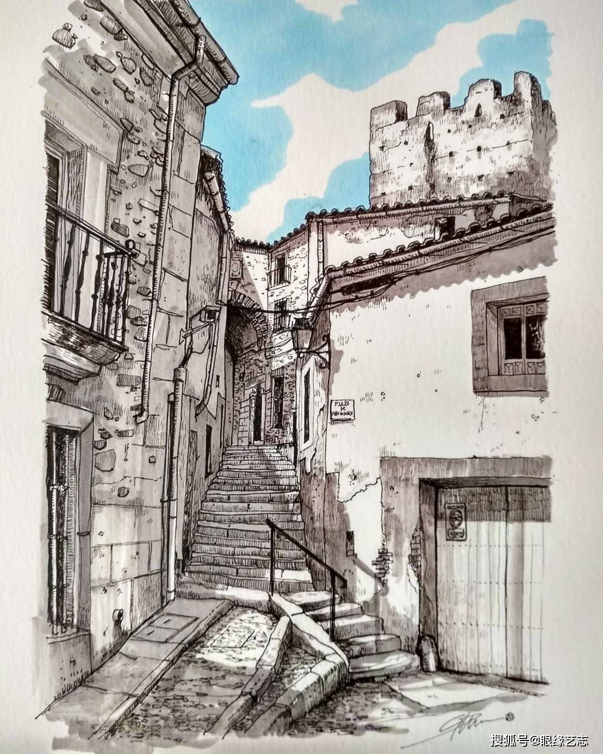 原创城市速写者:西班牙画家的淡彩街景,过客眼中的城市味道