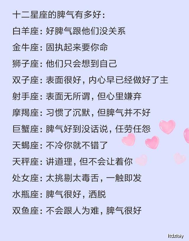 十二星座的脾气有多好,想一个人会怎么做,谁最重感情