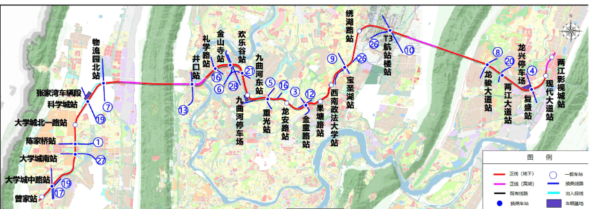 去年8月重庆市规划和自然资源局公布的"重庆市主城区轨道交通线网规划