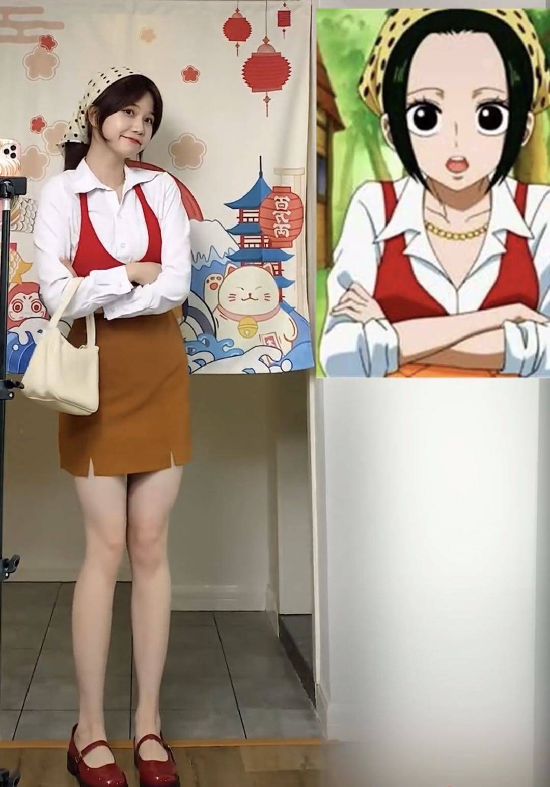 娜美|海贼王：小姐姐模仿三位美女穿衣风格，想看她模仿两年后的娜美