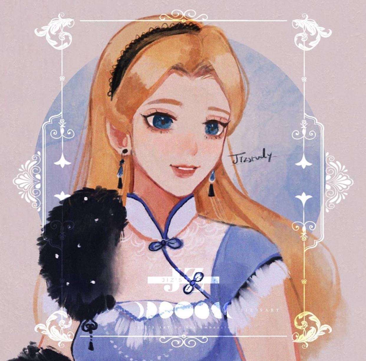 迪士尼公主|“旗袍装”的迪士尼公主：白发艾莎很绝色，长发公主变成中国娃娃