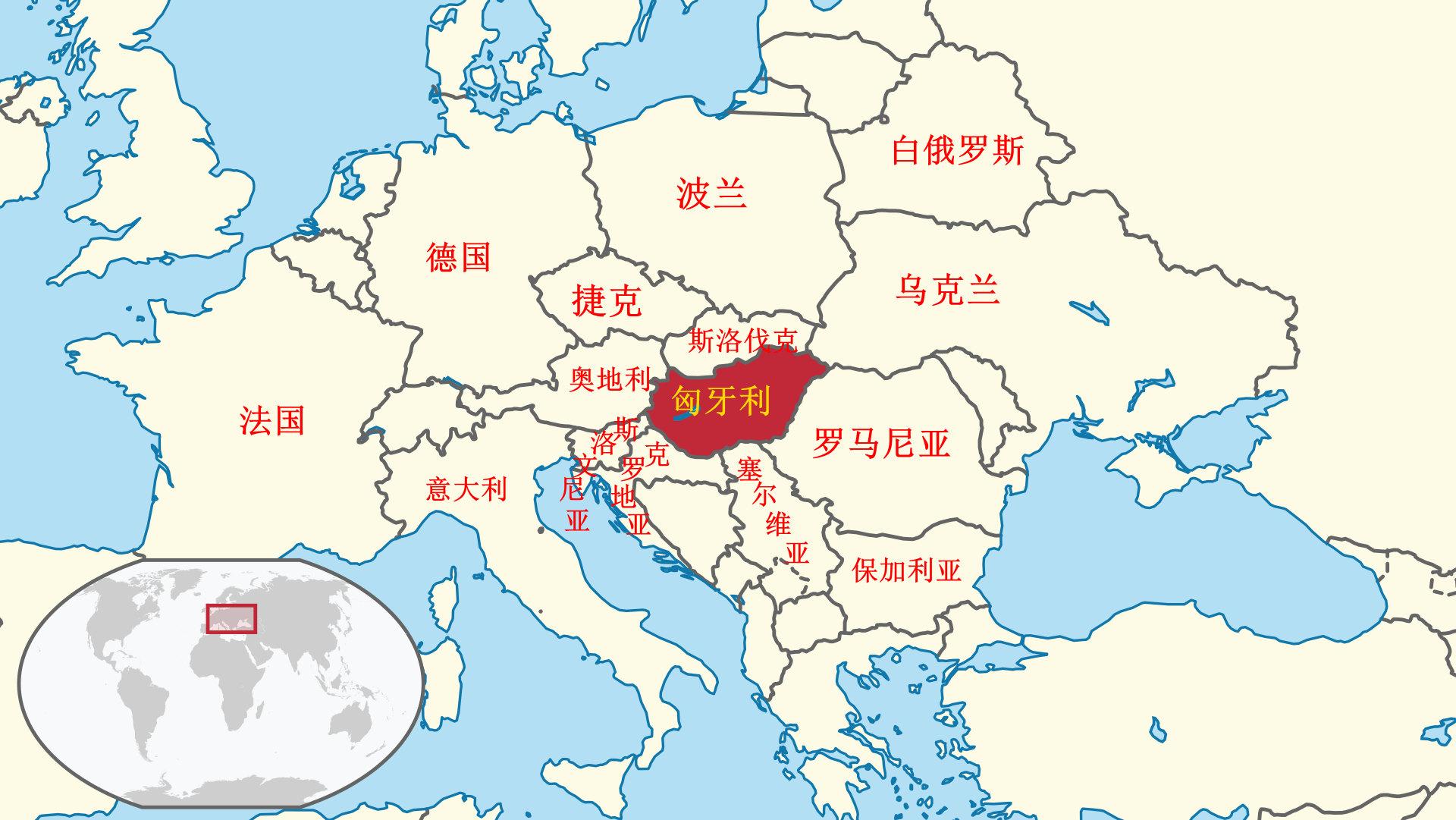 匈牙利在欧洲的位置.