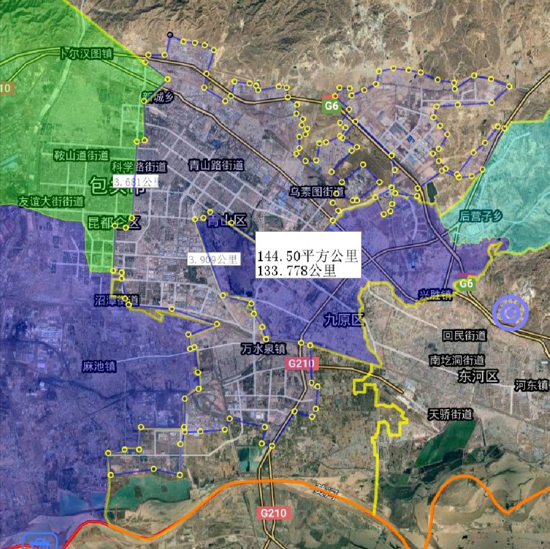 原创内蒙古包头市建成区面积排名,青山区最大,矿区最小,了解一下?