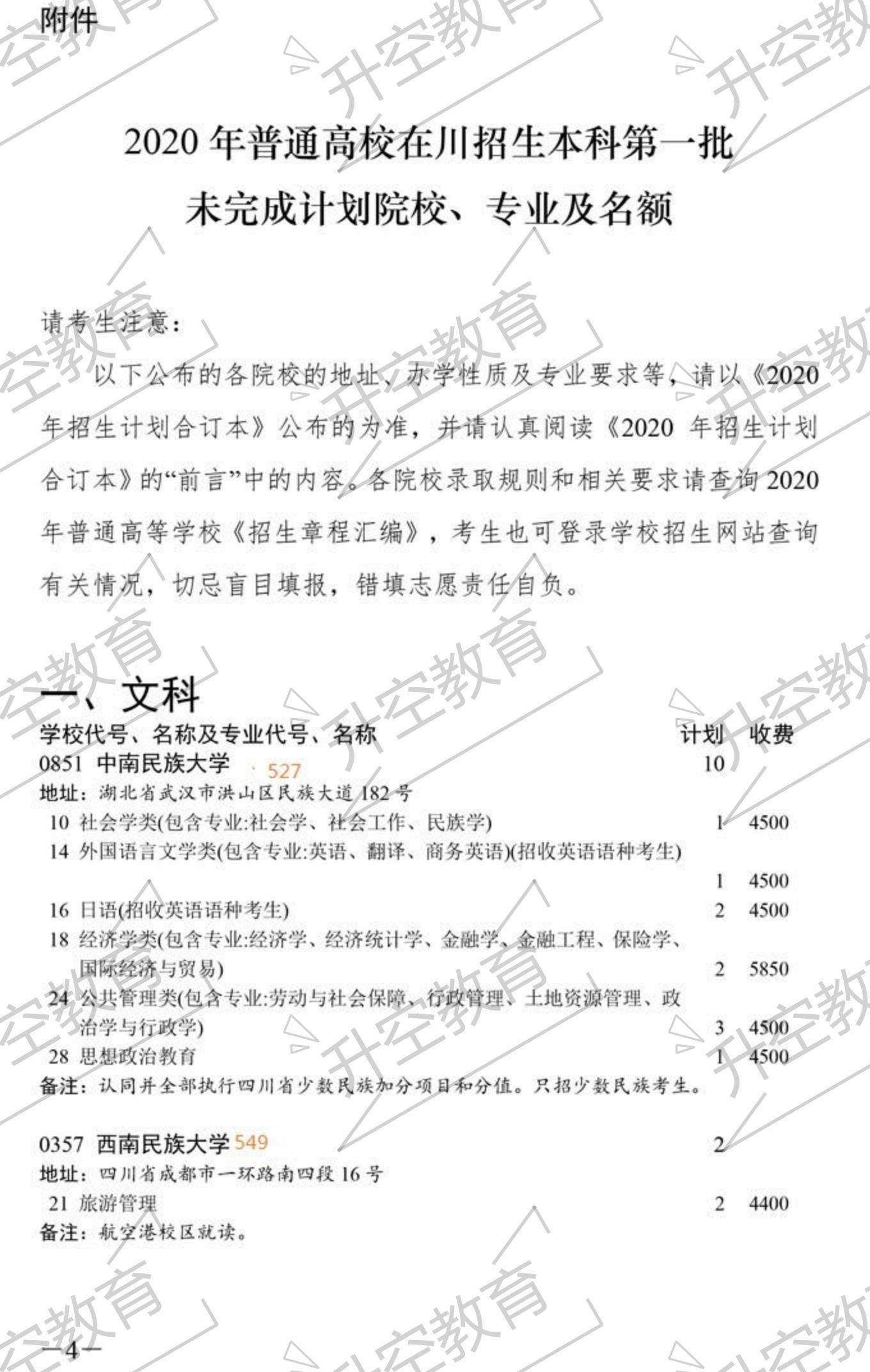 志愿|2020四川本科一批次征集志愿院校及专业（附调档线参考）