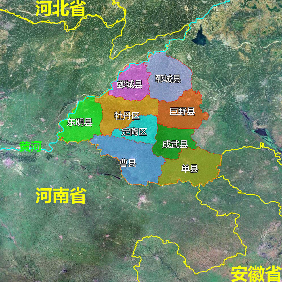 11张地形图,快速了解山东省菏泽各市辖区县