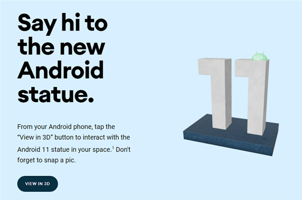 雕像|安卓11正式发布，谷歌整了个3D AR雕像