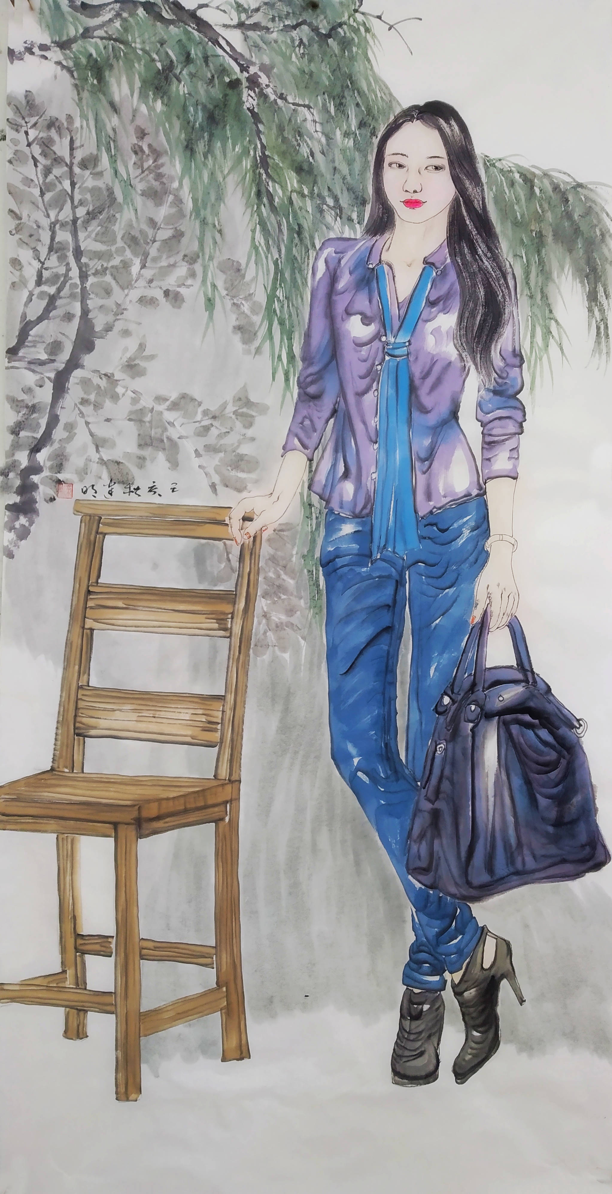 当代著名画家童银生都市人物作品赏析