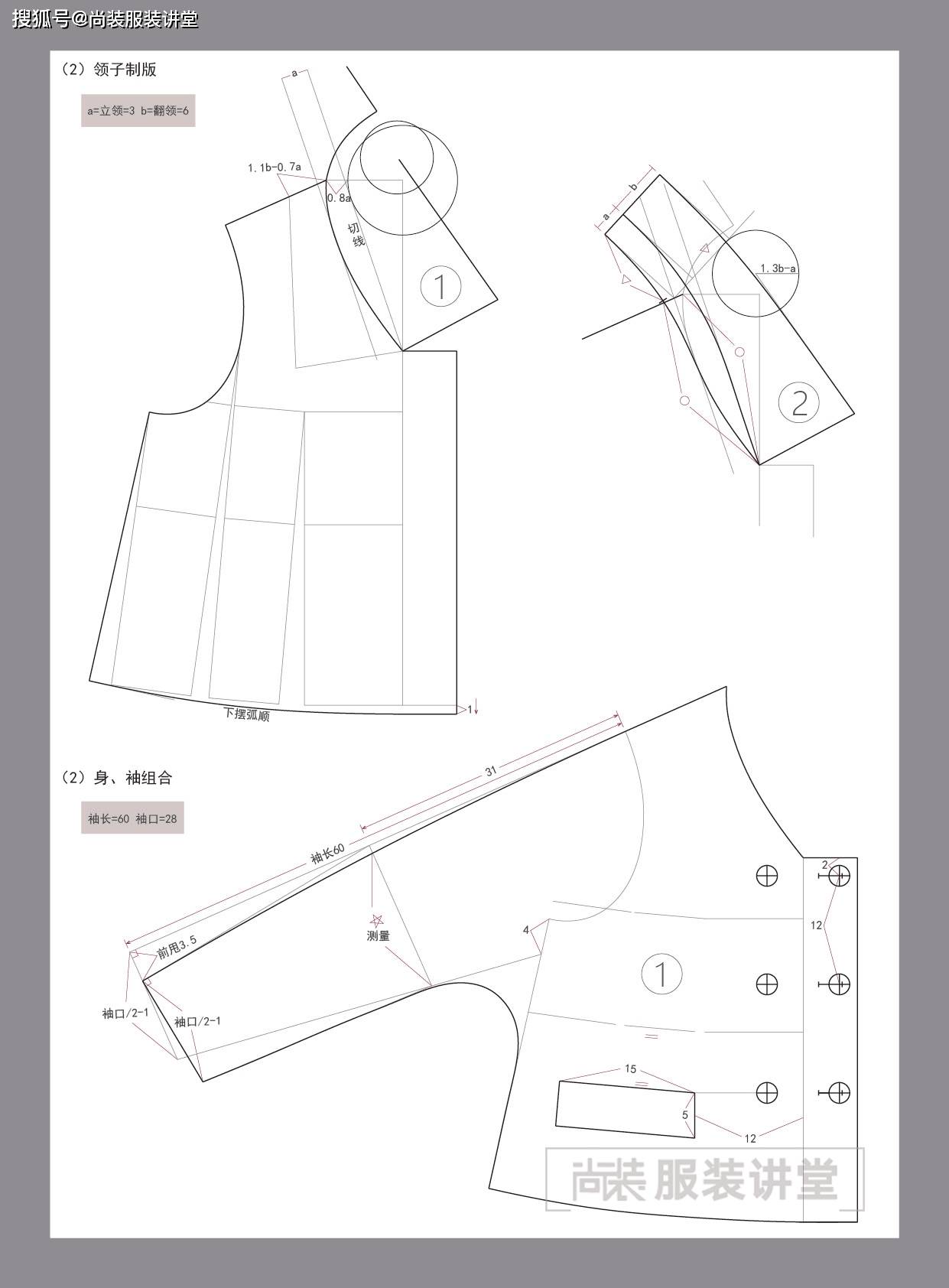 服装制版培训教程 双排扣a型连身袖上衣