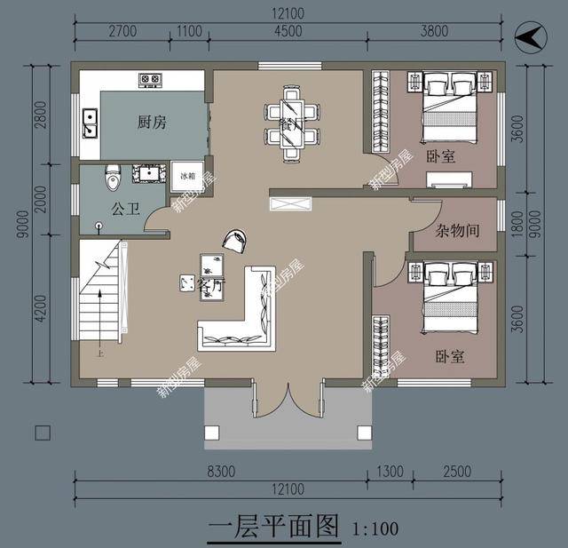 原创房屋开间12.1米,进深9.8米怎么设计?