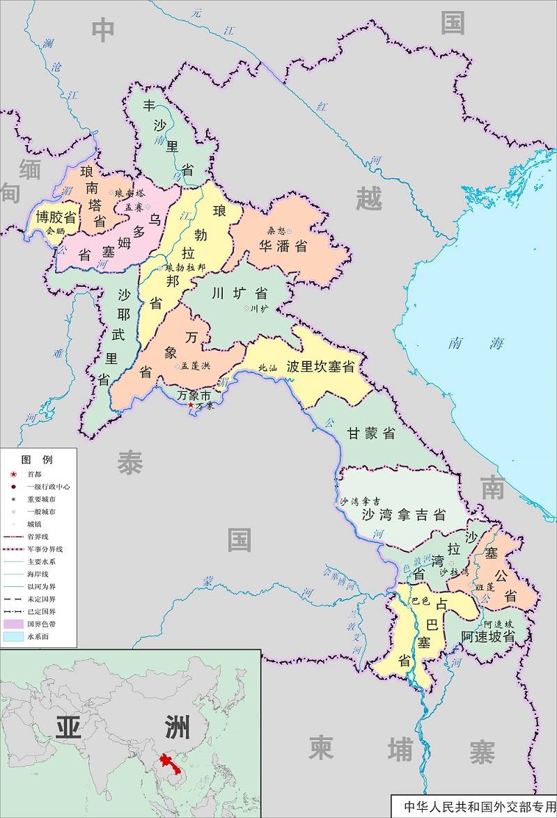 老挝行政区划图