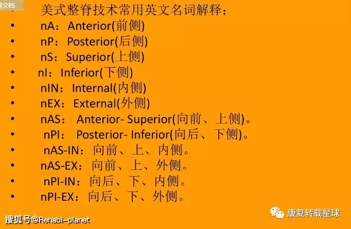 美式整脊偏位编码(补充颈,胸,腰椎)--常用英文字母解释