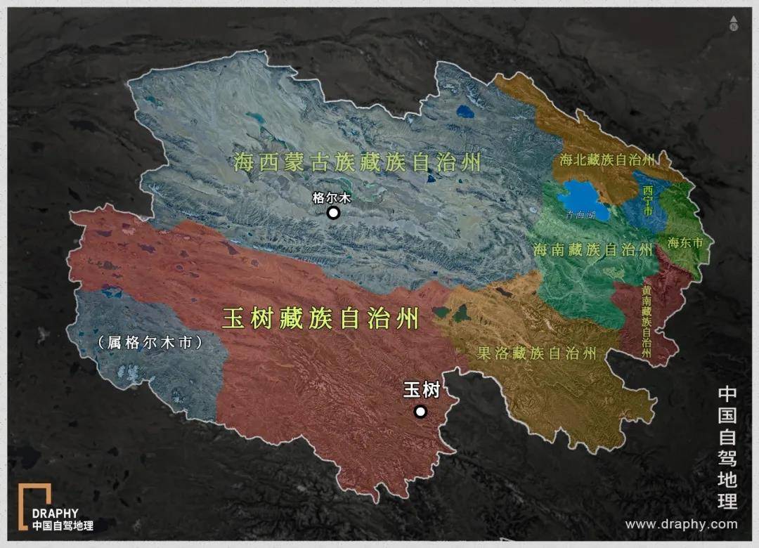 玉树州所在青海的地理位置,制图@《中国自驾地理》