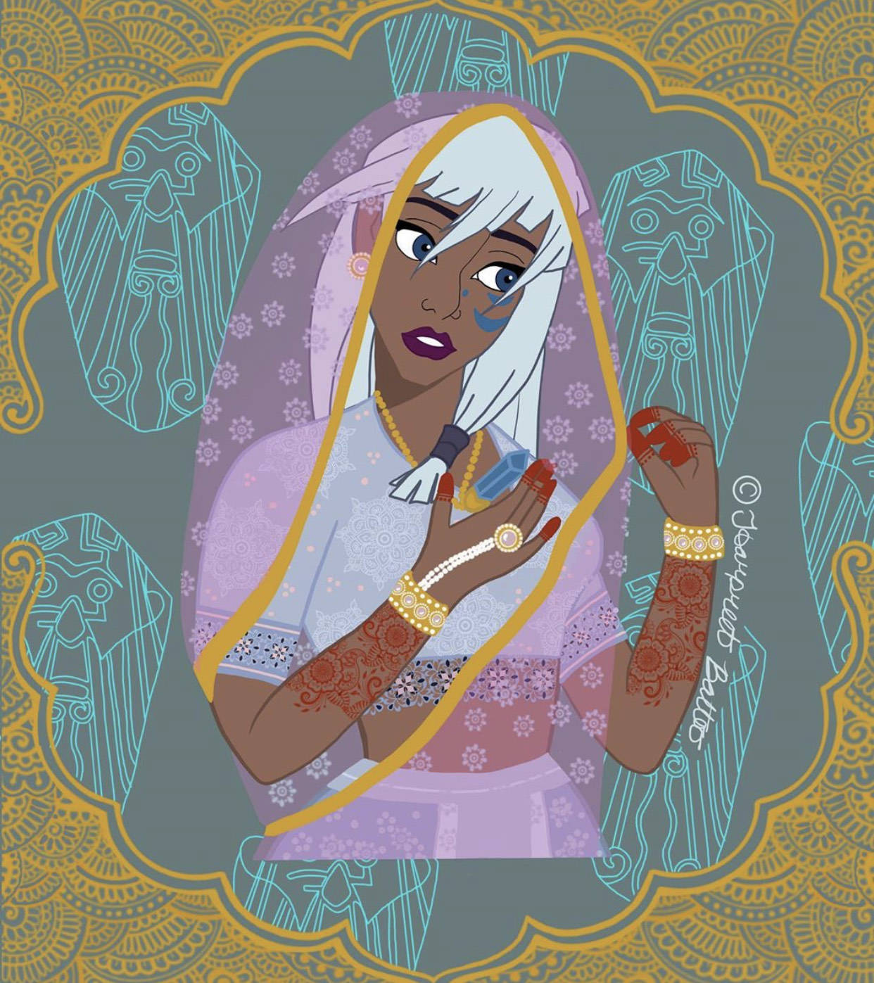 异域|“印度风”下的迪士尼公主，全员皆异域风情，爱丽儿穿鼻环可真疼