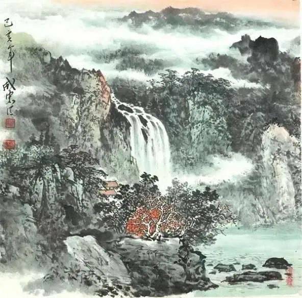 他的山水画折射出《易经》理念光辉的图式