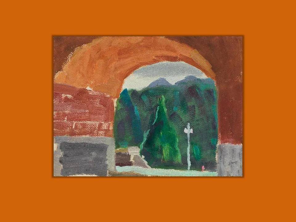 《大宫门》25x18cm 纸上油画 1969年
