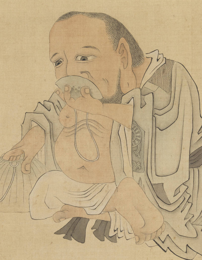 水墨画 布袋和尚 水墨画シリーズ（27） 禅画・布袋和尚 2題 : 四季の花図鑑