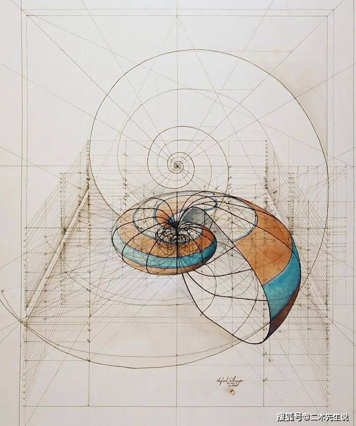 理工男花40年时间,用圆规画1000张画,黄金比例的拥护者!