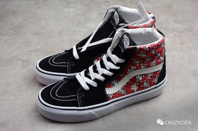 万斯数熊猫 vans sk8-hi 高帮黑红熊猫板鞋