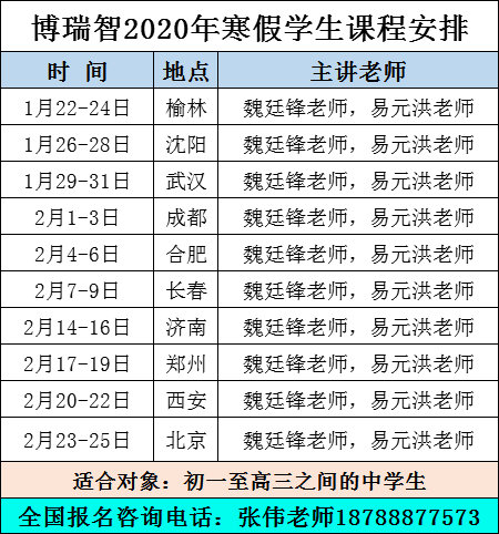 经验教程|博瑞智2020年中学生夏令营/冬令营最新课程安排表