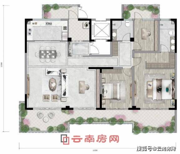 中国铁建·山语桃源g1大平层拥有一个超大尺度的南向大阳台(户型图)