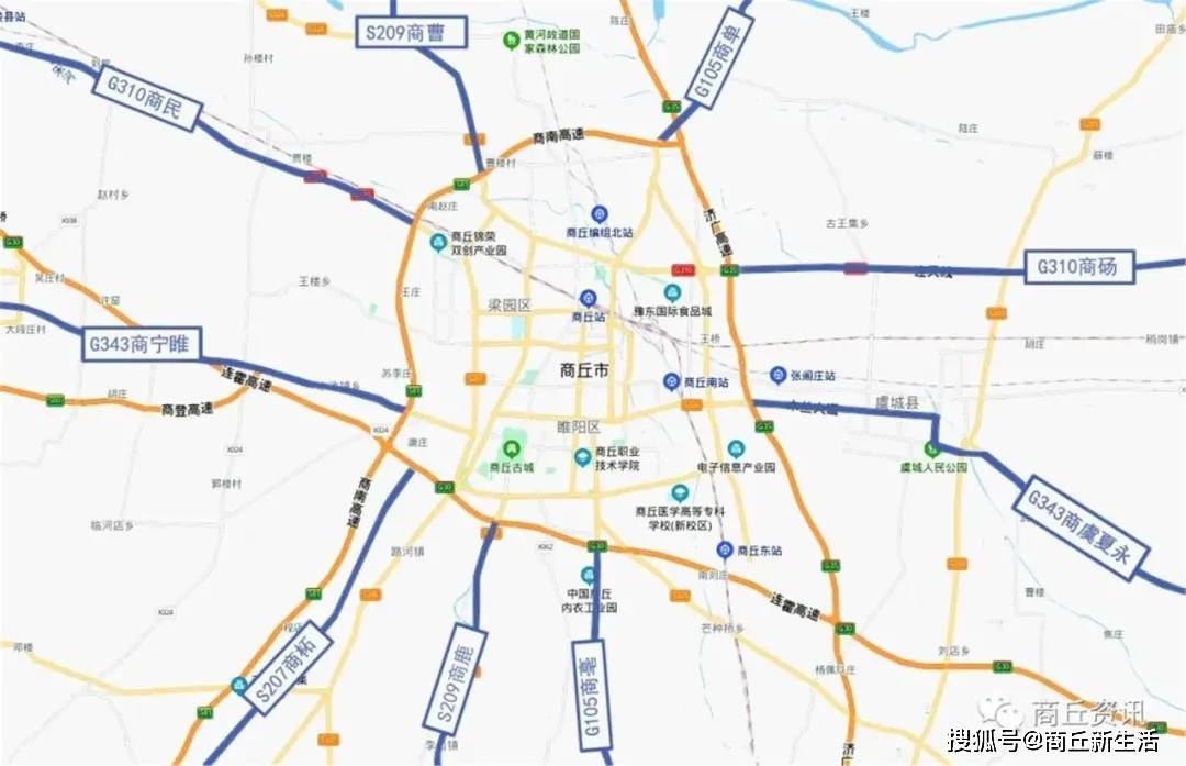 "九放射",就是指商丘城区连接县城组团之间的9条市域快速通道,形成