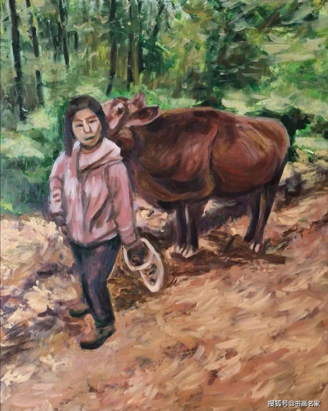 《放牛小女孩》尺寸:80x60cm