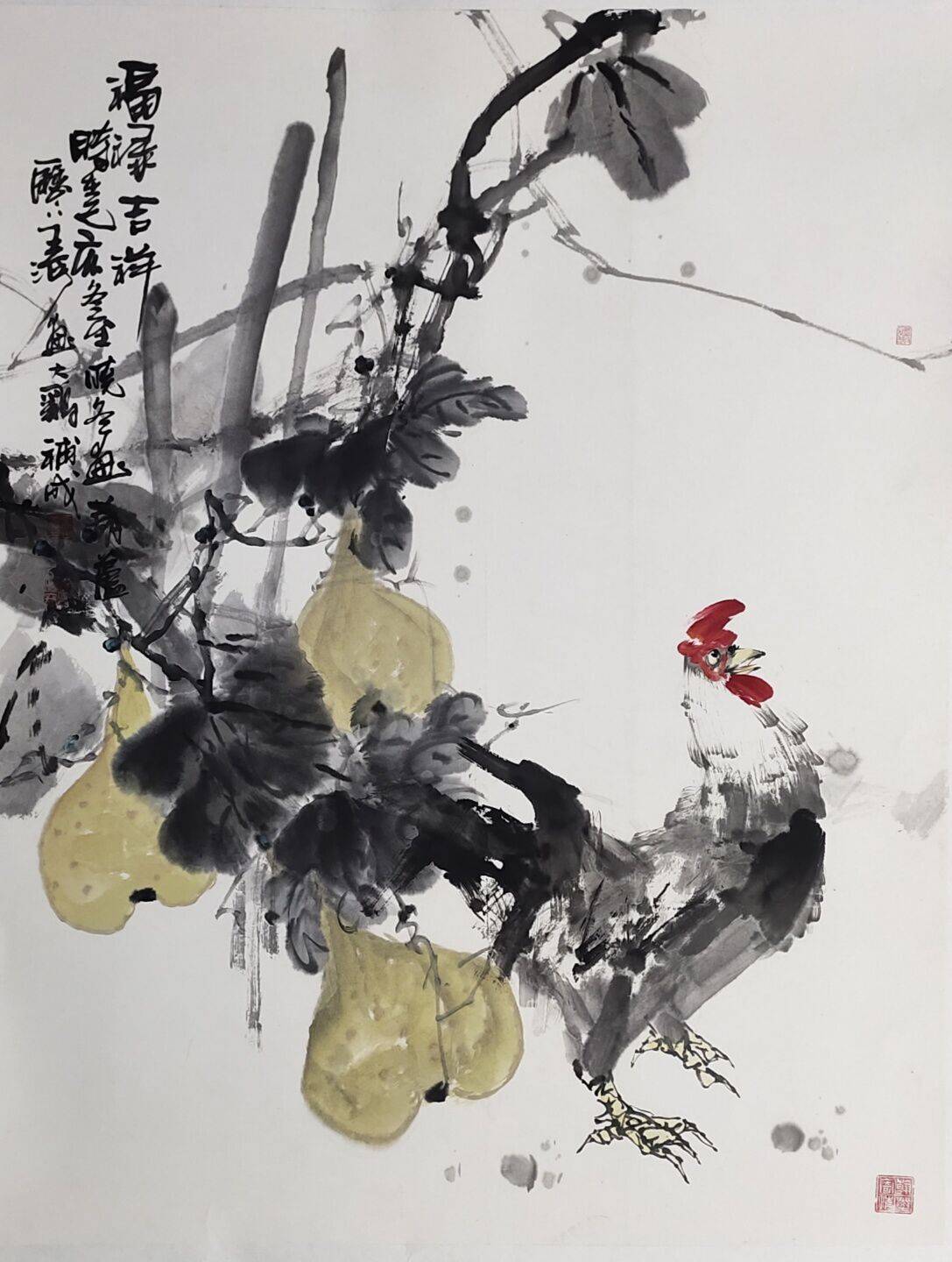 他不舍寒暑,临摹了齐白石,李苦禅,王雪涛等大师的大量作品,不断地与