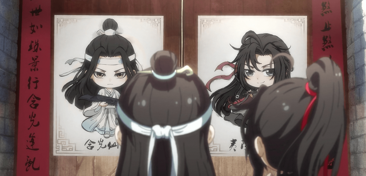 魔道祖师q:夷陵老祖镇恶图被当门神贴纸,含光君亲自帮忙改画