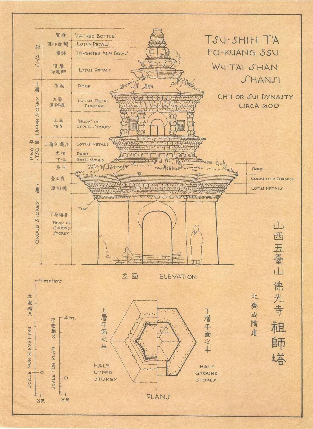 梁思成图像中国建筑史手绘图呈现中国建筑的美感