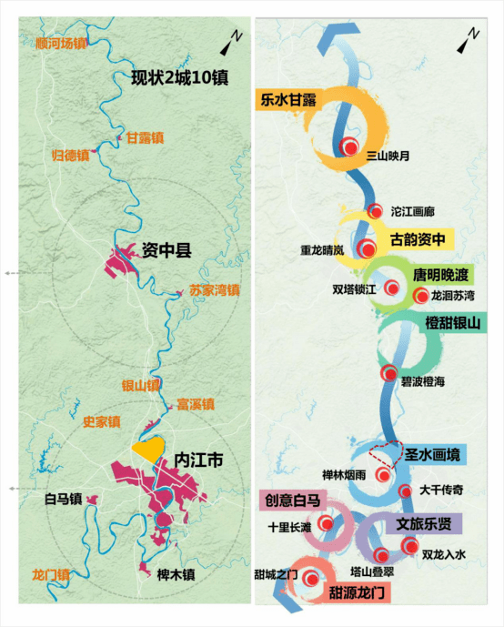 沱江流域示意图随着内江主城区谢家河和高桥片区城市开发逐渐成熟