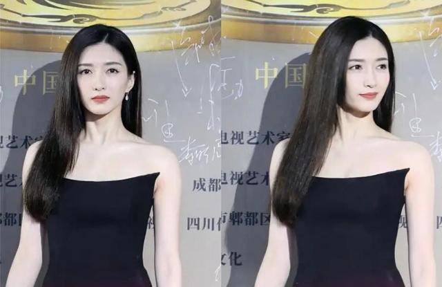 江疏影不愧是气质美女!穿红黑渐变裙大秀腰臀比,皮肤白到直反光
