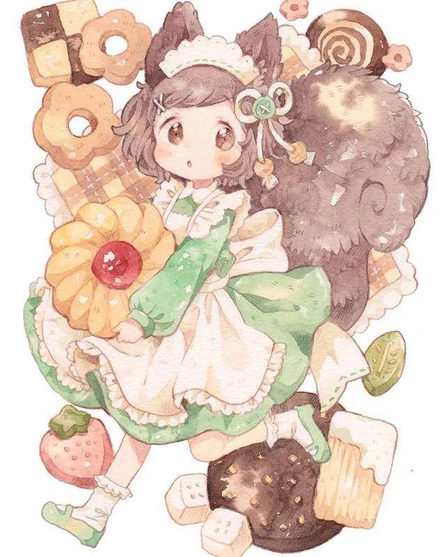 插画mokarooru67可爱田园风