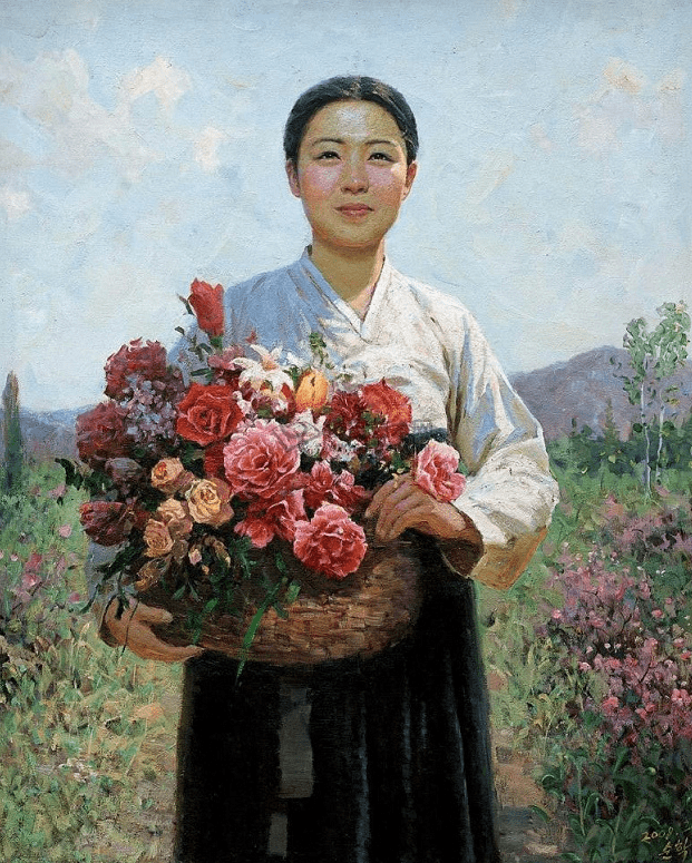 从朝鲜精美油画,欣赏美丽的朝鲜姑娘