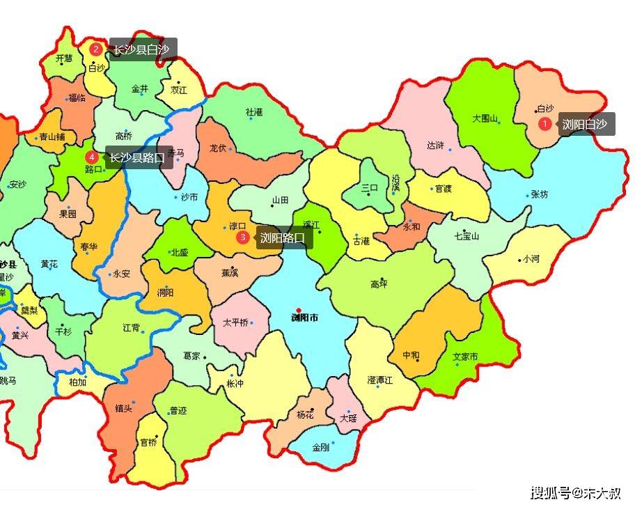 湖南相邻的长沙县和浏阳县,以前竟有两个同名的乡镇:白沙和路口