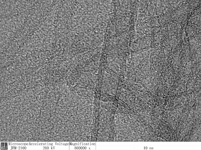 2,3,4层碳纳米管并存的高倍透射电镜照片,数据来源:赵社涛