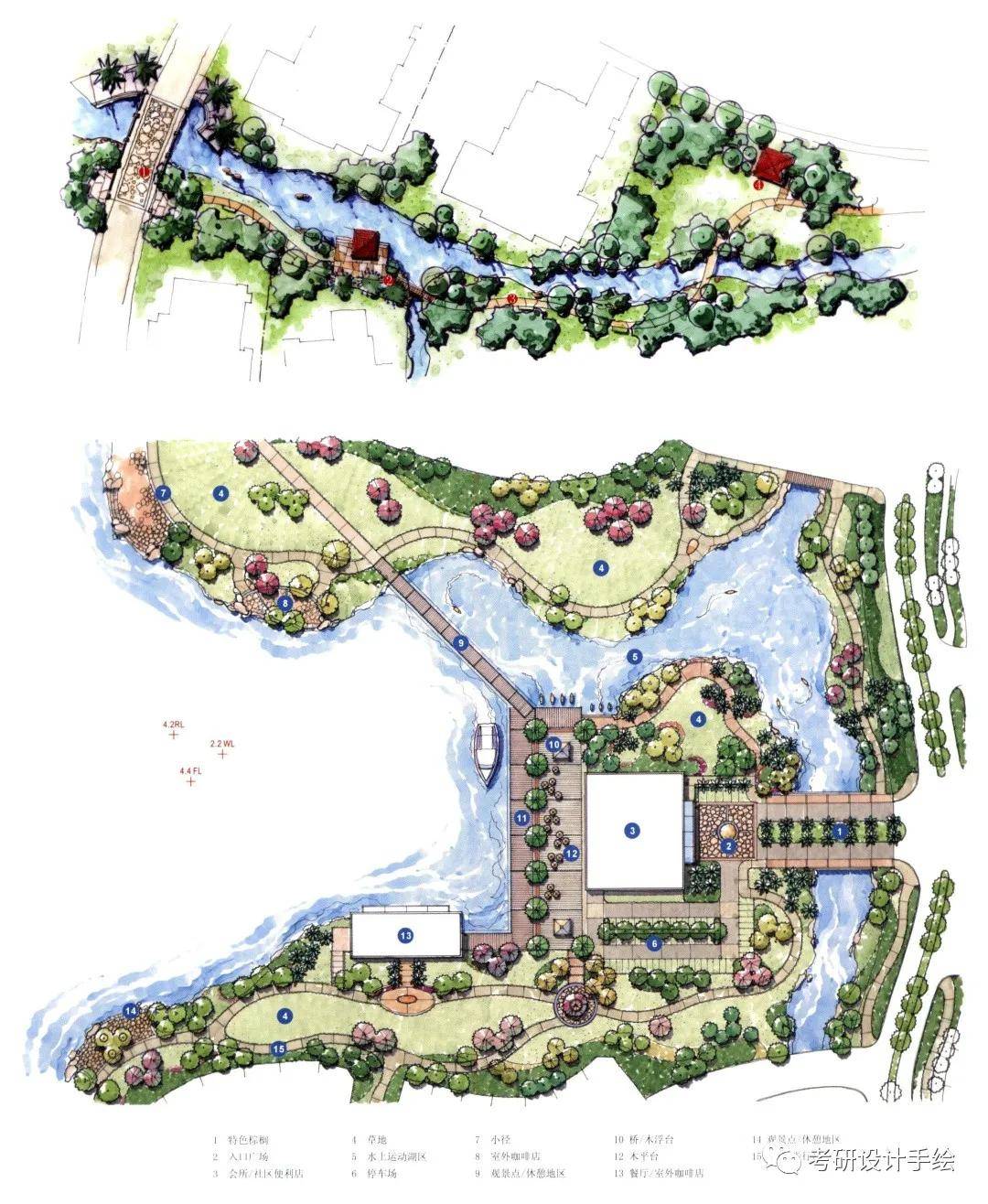 居住区景观设计平面图例1最后马克笔徒手手绘完成上色.
