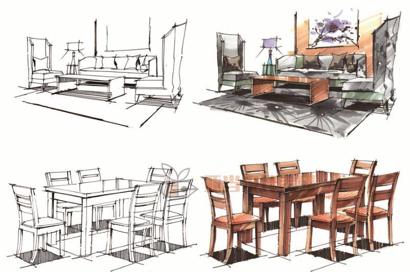 考研手绘干货|如何画好室内设计中的桌椅,沙发,床等单体家具?