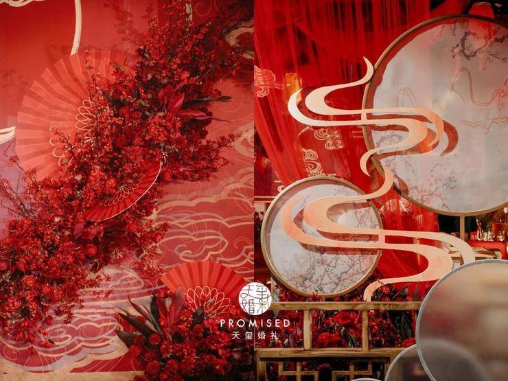 以简约的结构搭配传统纹样,做一场极致庄重感和仪式感的中式婚礼
