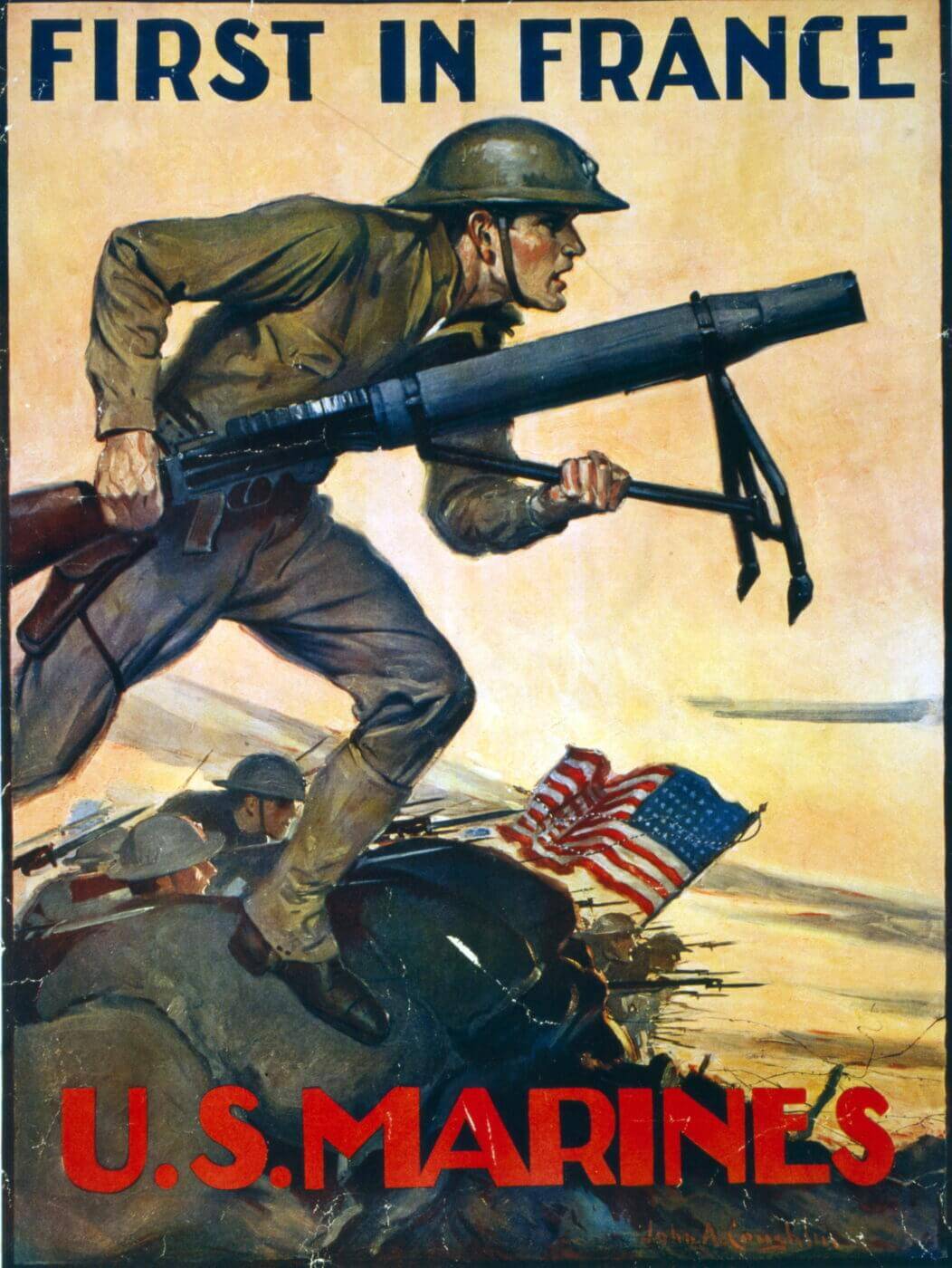 林肯给你递枪,自由女神被威胁,美军第一次世界大战的宣传海报