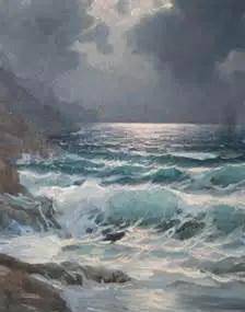 俄罗斯艺术家eugene garin气势磅礴的海景油画作品欣赏