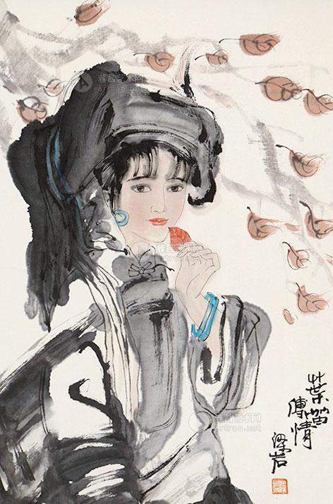 中国水墨人物画的领军人物——梁岩水墨美女作品欣赏