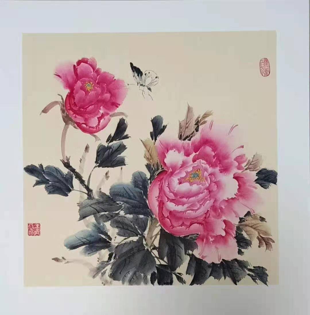 国色天香的佳姿和大富大贵的图景,王青蓉国画作品欣赏