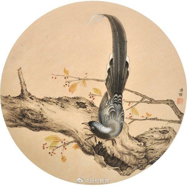 国画花鸟欣赏 陈湘波扇面花鸟