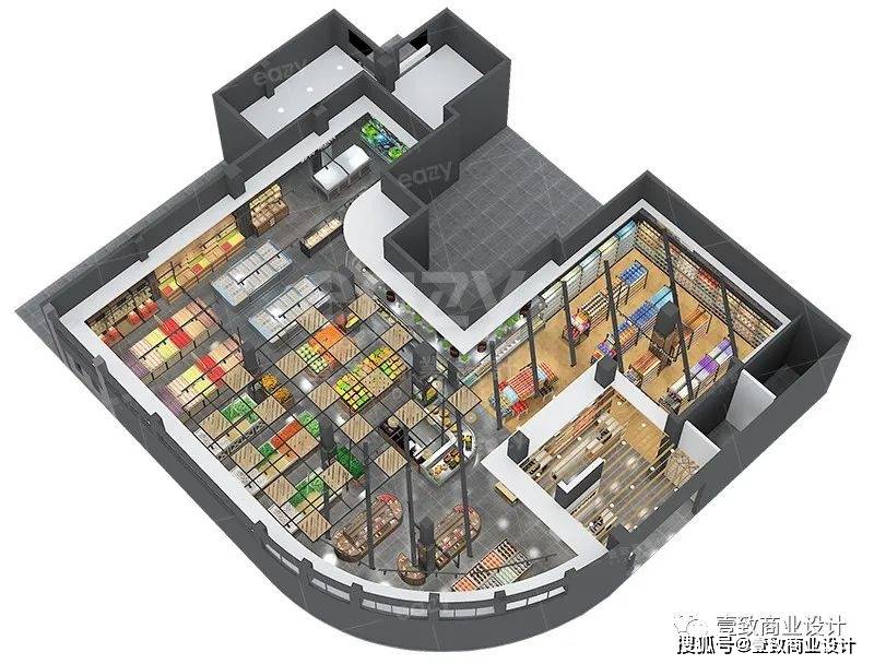 鸟瞰图|实景效果︱超市设计︱超市设计公司︱超市规划︱布局设计︱